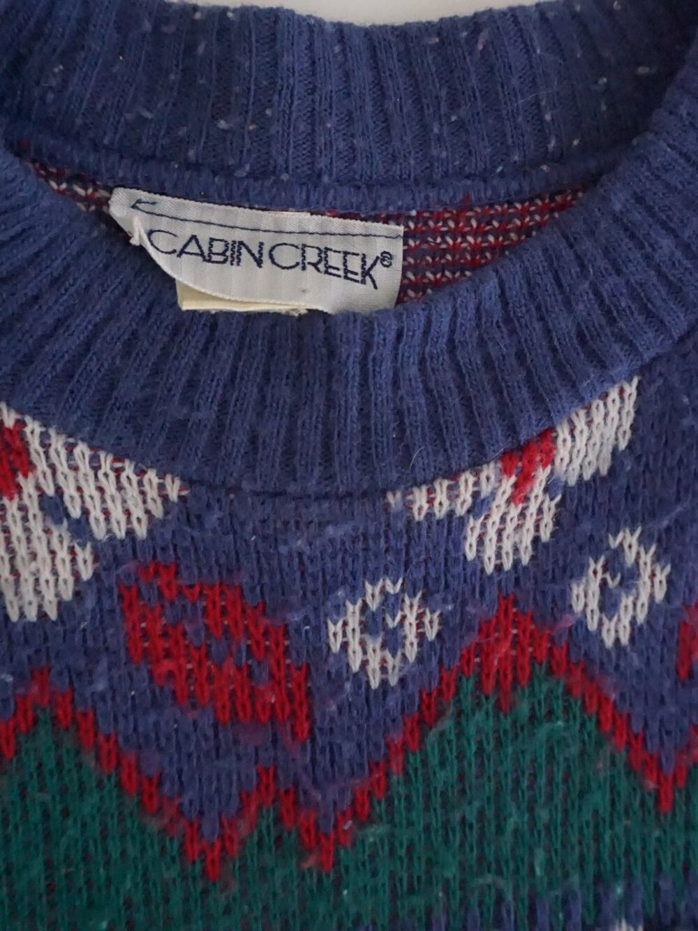 Vintage Cabin Creek Cobalt Ruby Floral Fair Isle Nordic Knit Sweater L - Picture 8 of 8